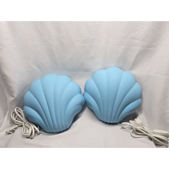 IKEA Smila Snacka Sea Shell Shaped Wall Mount Light Lamp Blue Lot Of 2- VTG - Picture 1 of 16